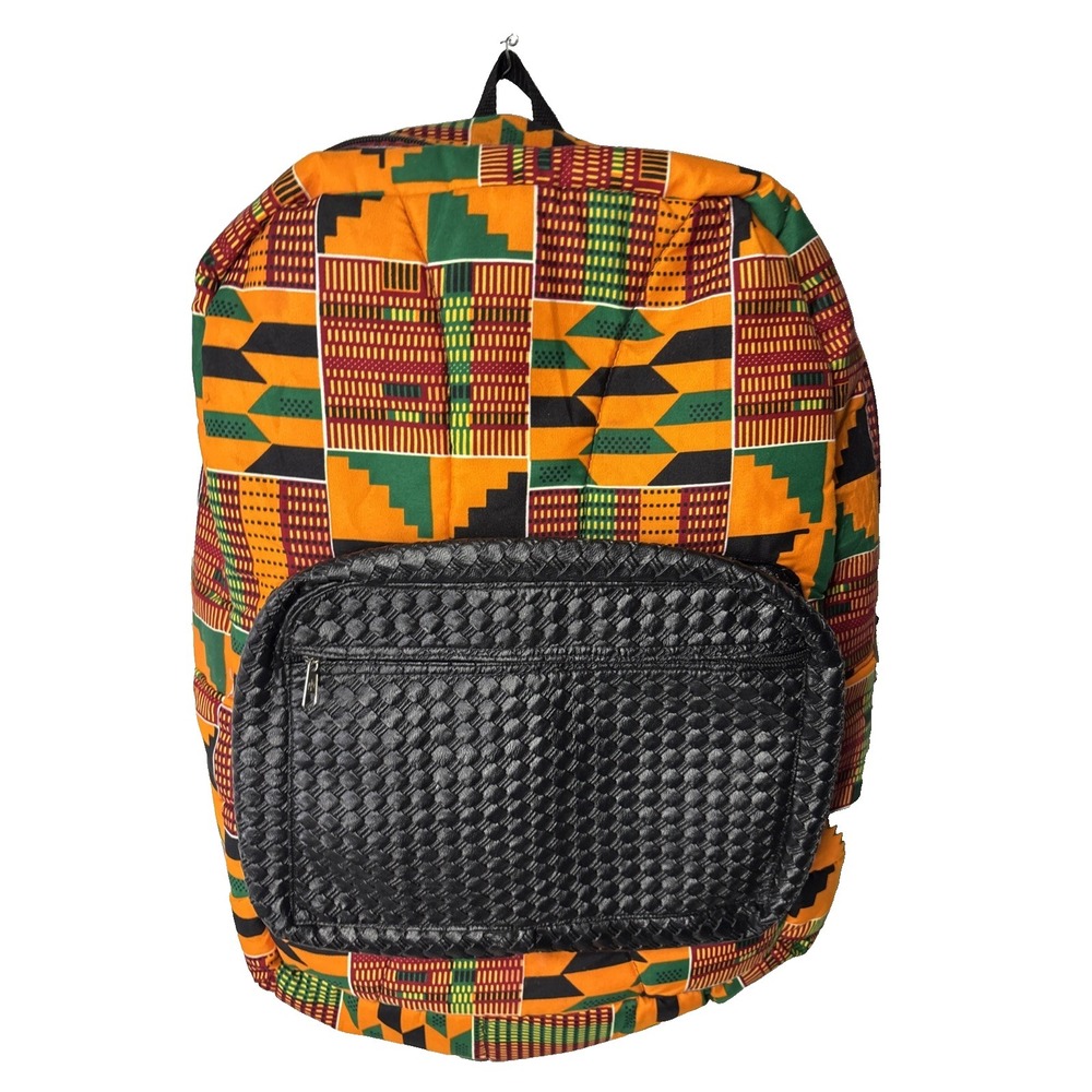 Padded African Kente Backpack with multi pockets, inside lining & Padded Straps‎